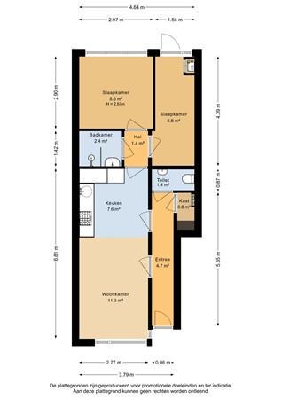 Floorplan - Moerkerkestraat 86A, 3081 RW Rotterdam